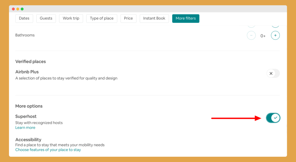 Filter by Airbnb superhost